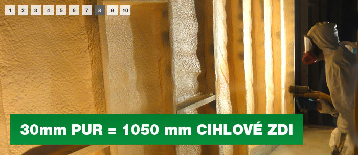 30 mm PUR = 1050 cm cihlovo zdi